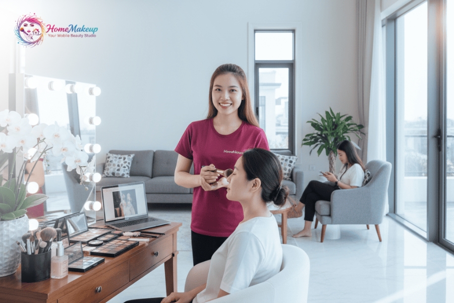 Dich Vu Chuyen Trang Diem Tai Nha Cho Nhung Buoi Tiec Ban Ron