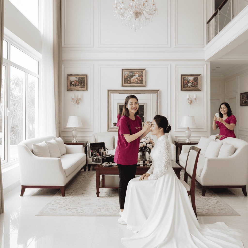 Báo giá dịch vụ trang điểm tại nhà TPHCM | Home Makeup 12 goi makeup co dau tan noi